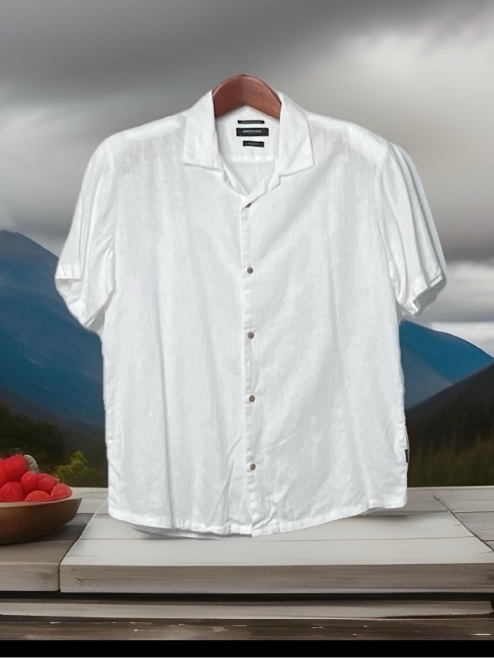 Kenneth Cole White Short Sleeve Button-Down Shirt